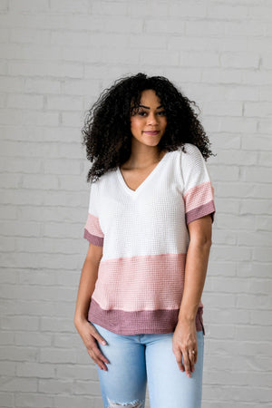 Raise The Bar Waffle Knit V-Neck - ALL SALES FINAL
