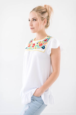 Rosario White Embroidered Top