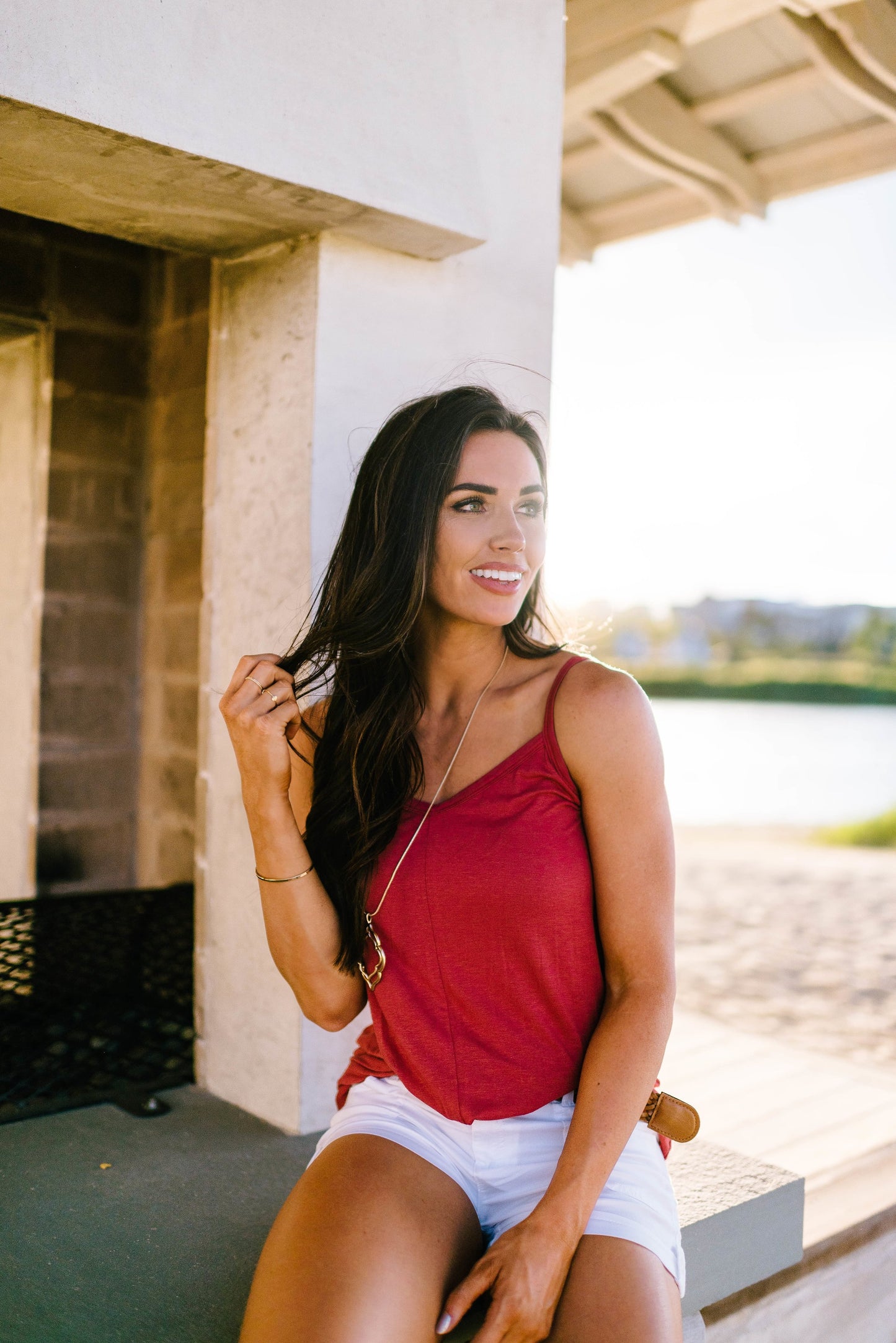 Rust Twist Hem Tank