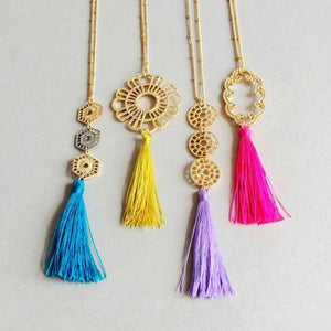Metal Lace Gold Tassel Necklaces