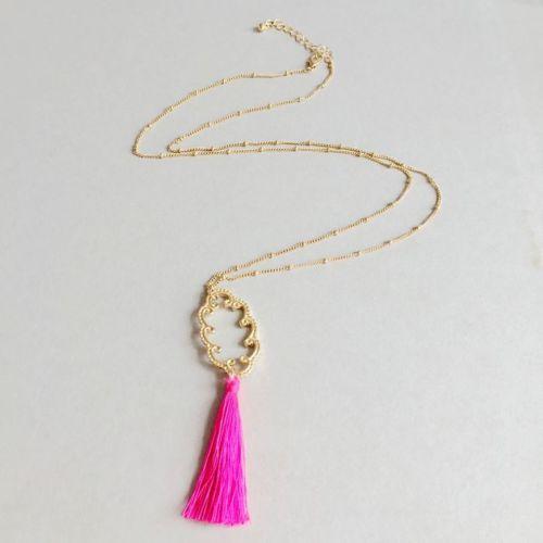 Metal Lace Gold Tassel Necklaces