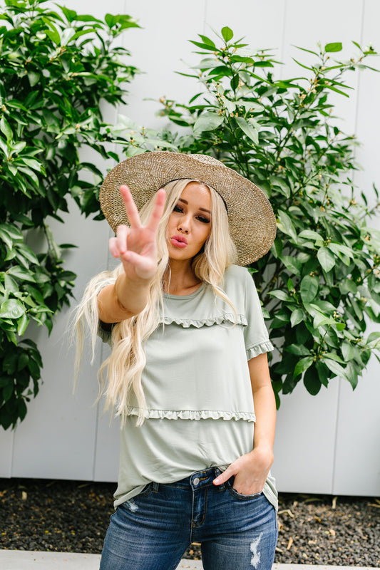 Sage Ruffles Top