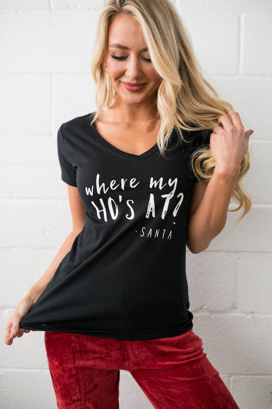 Santa's Ho's Graphic Tee In Black