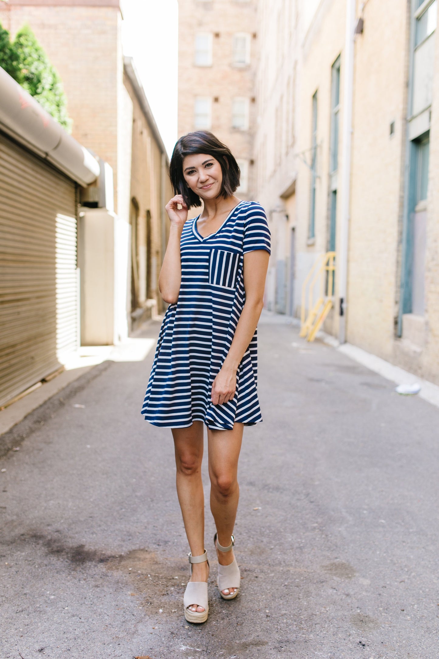 Sassy Striped T-Shirt Dress