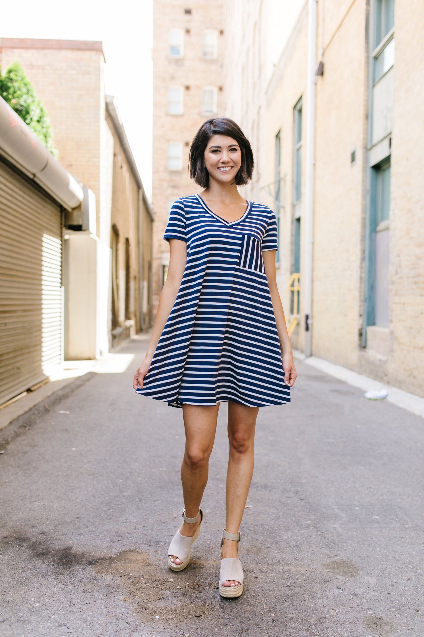 Sassy Striped T-Shirt Dress