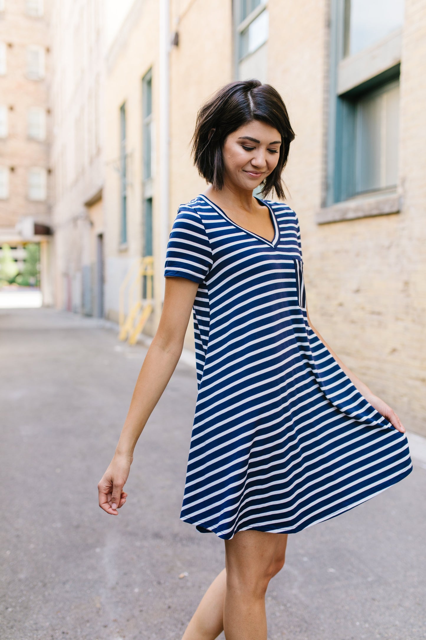 Sassy Striped T-Shirt Dress