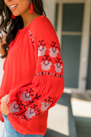 Scarlet Embroidered Top