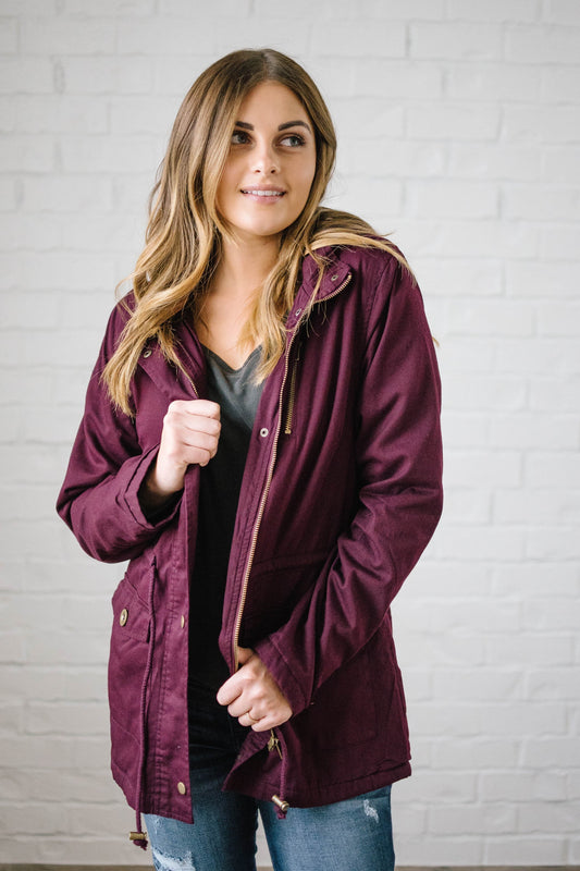 Scouting It Out Fur Lined Jacket in Burgundy
