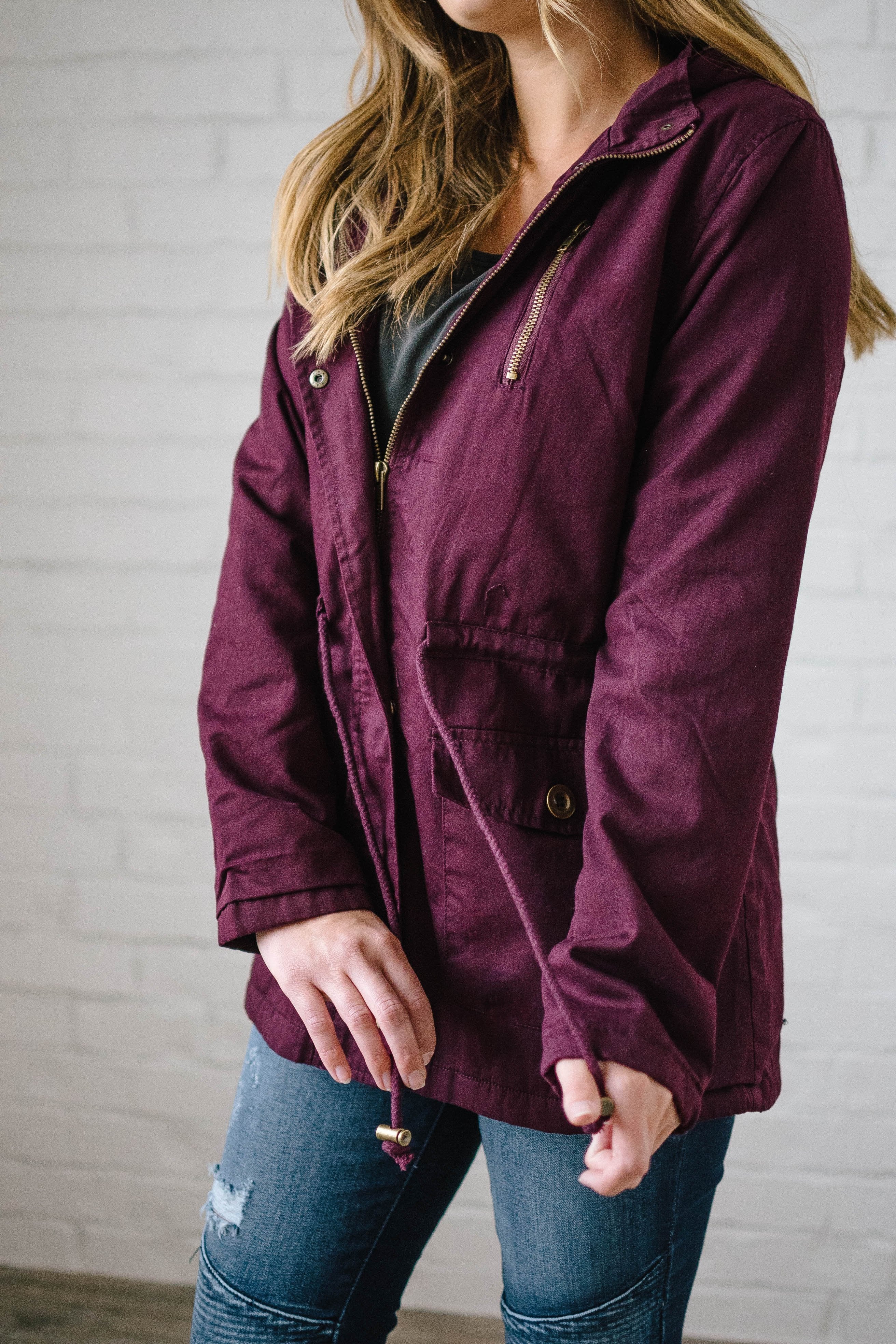 Scouting It Out Fur Lined Jacket in Burgundy