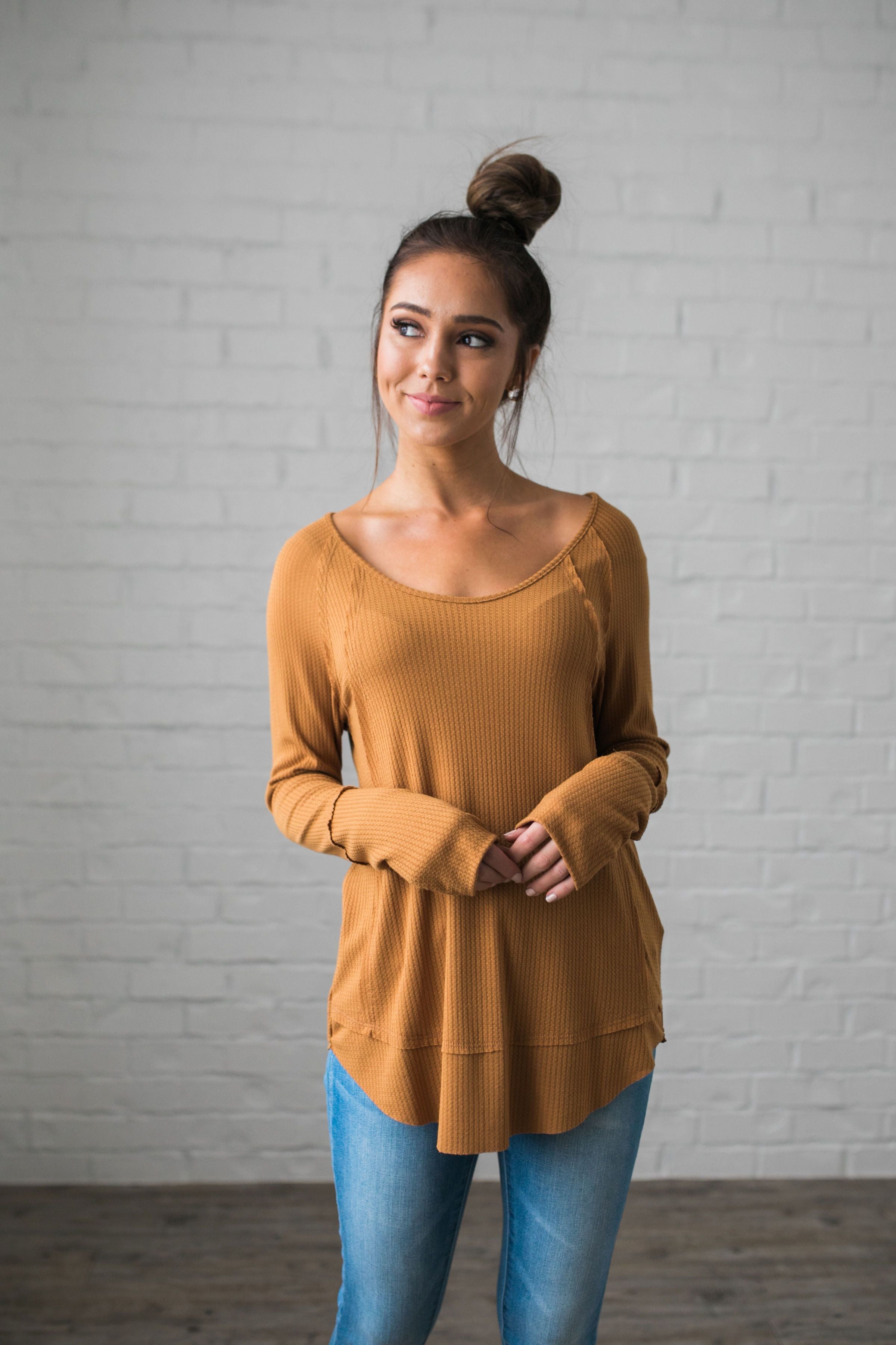 Seams Splendid Top In Camel - ALL SALES FINAL