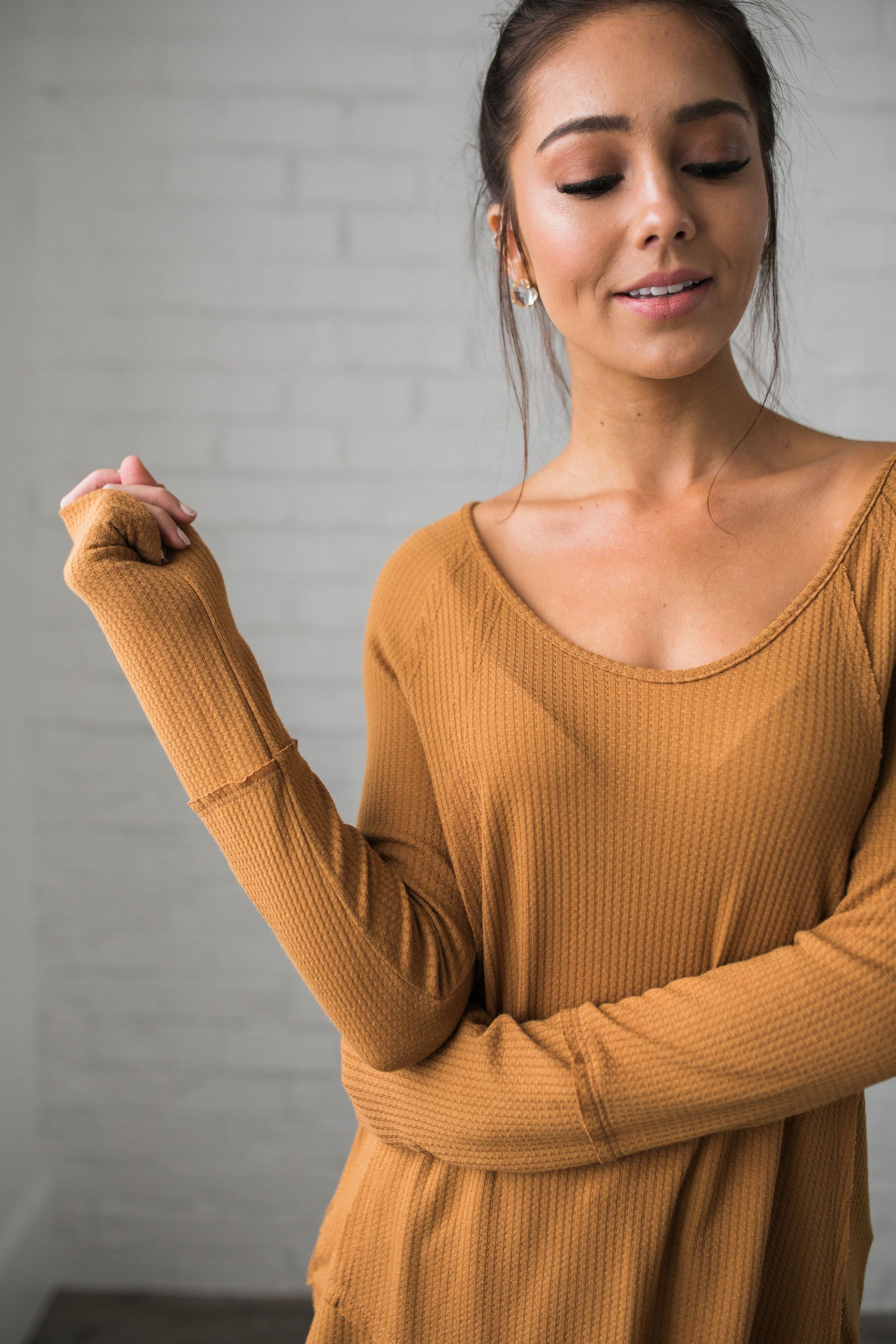 Seams Splendid Top In Camel - ALL SALES FINAL