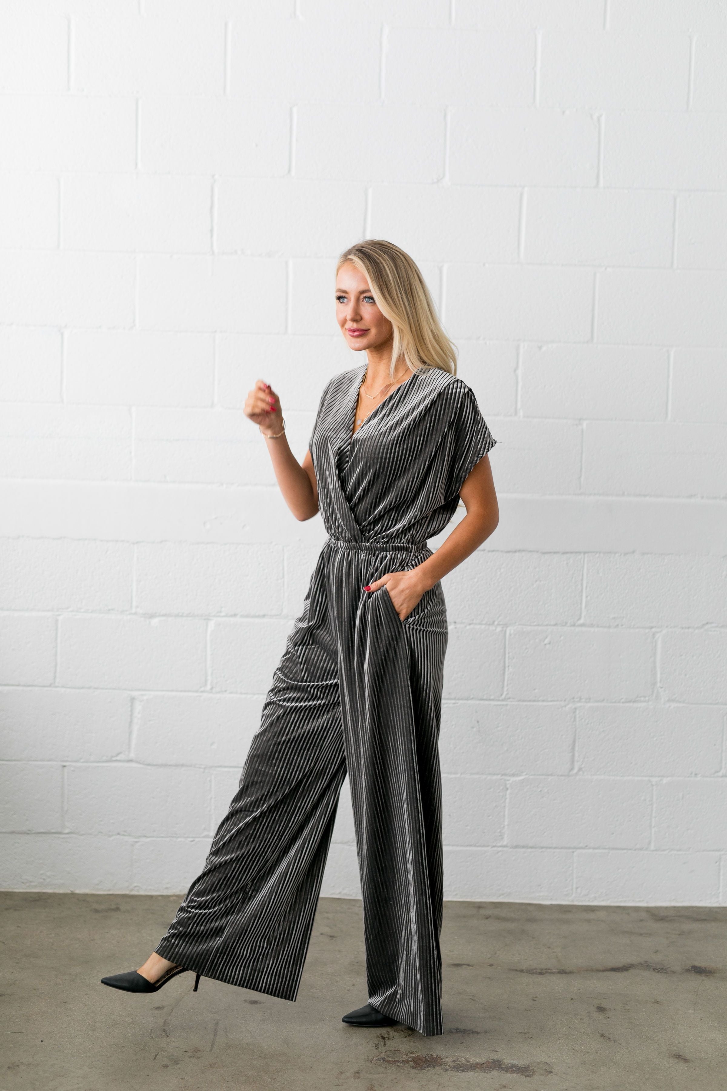 See And Be Seen Velvet Jumpsuit - ALL SALES FINAL