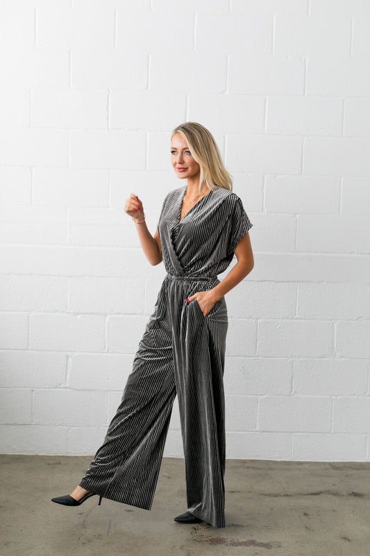 See And Be Seen Velvet Jumpsuit - ALL SALES FINAL