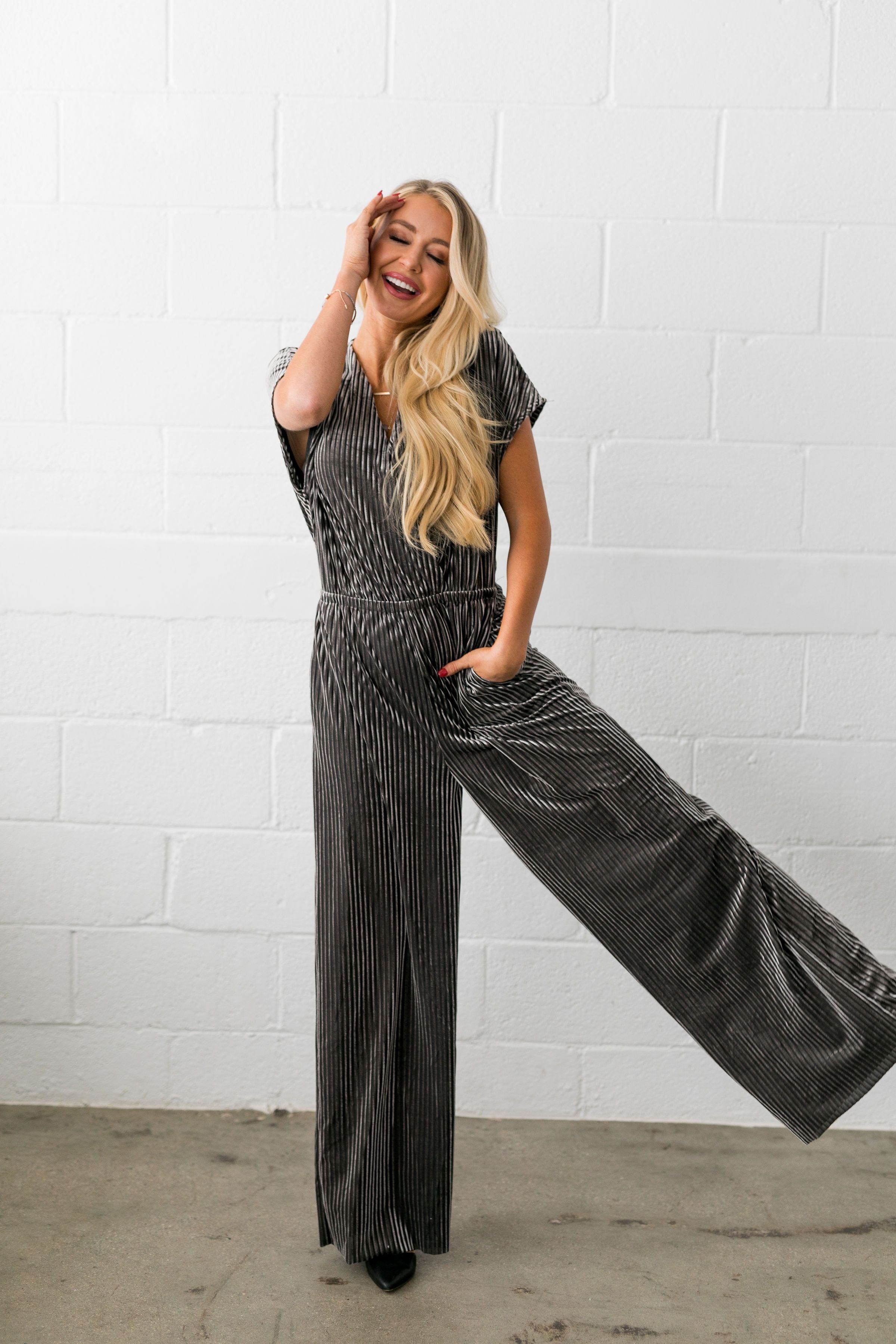 See And Be Seen Velvet Jumpsuit - ALL SALES FINAL