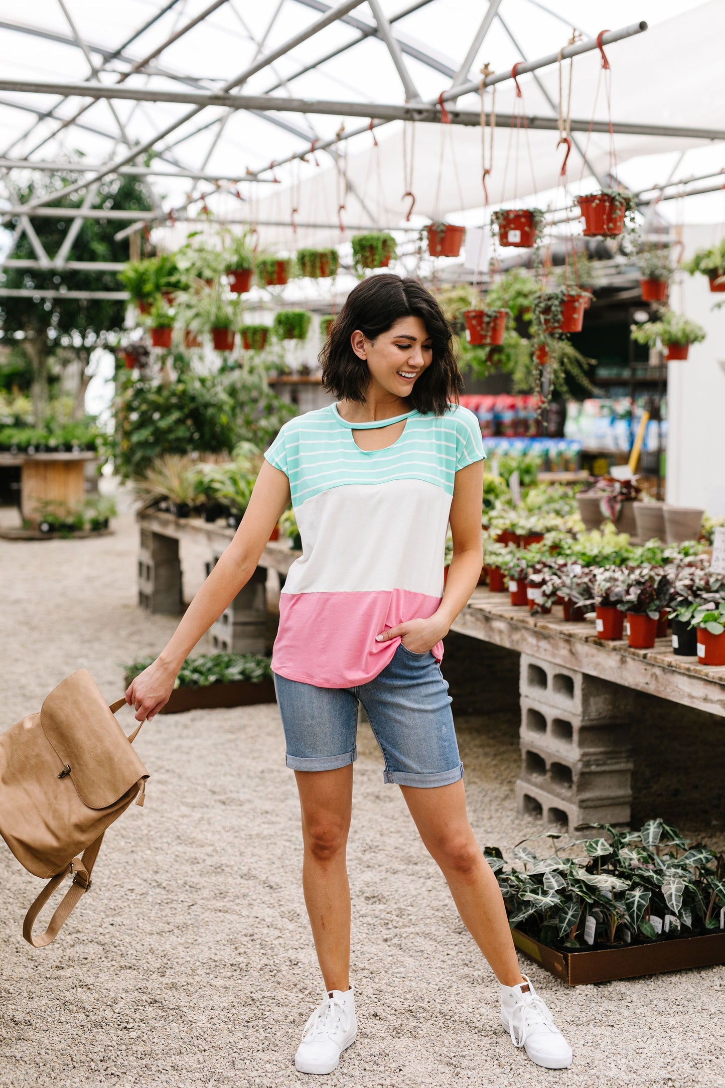 Sherbet Colorblock Top In Watermelon & Mint