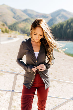 Snap Out Of It Cardigan in Charcoal