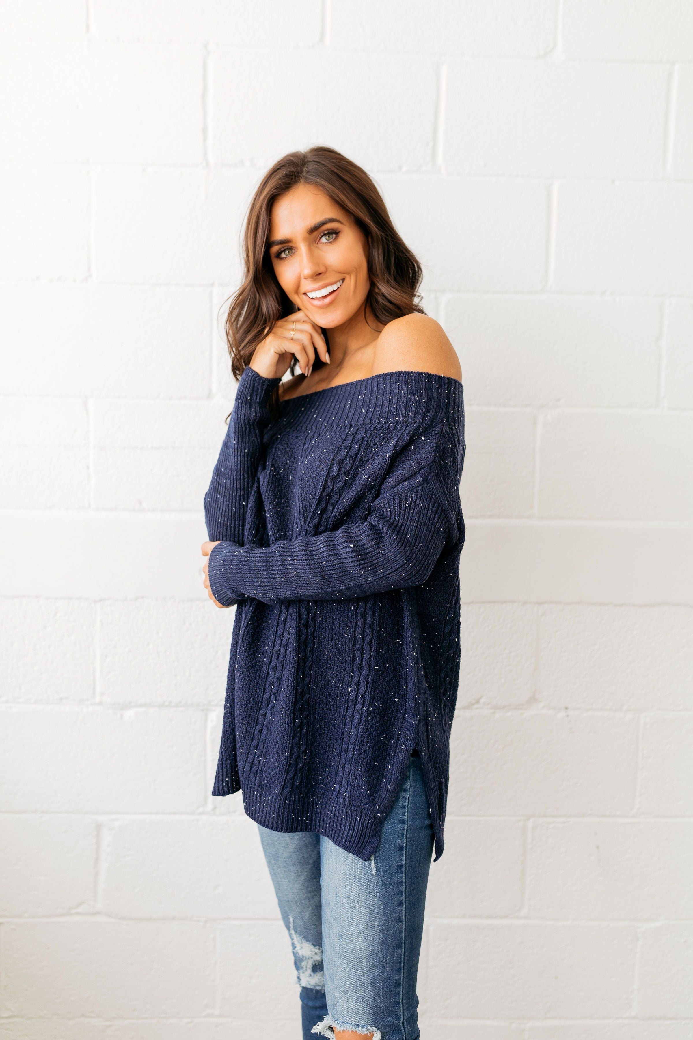 Starry Starry Night Off The Shoulder Sweater