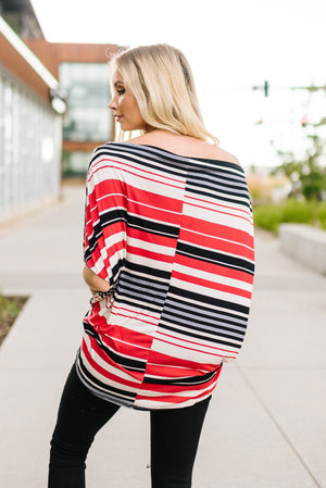 Striped One Shoulder Knot Top