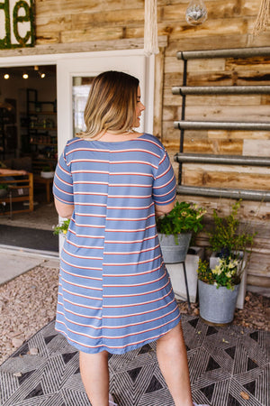 Stripes T-Shirt Dress In Blue