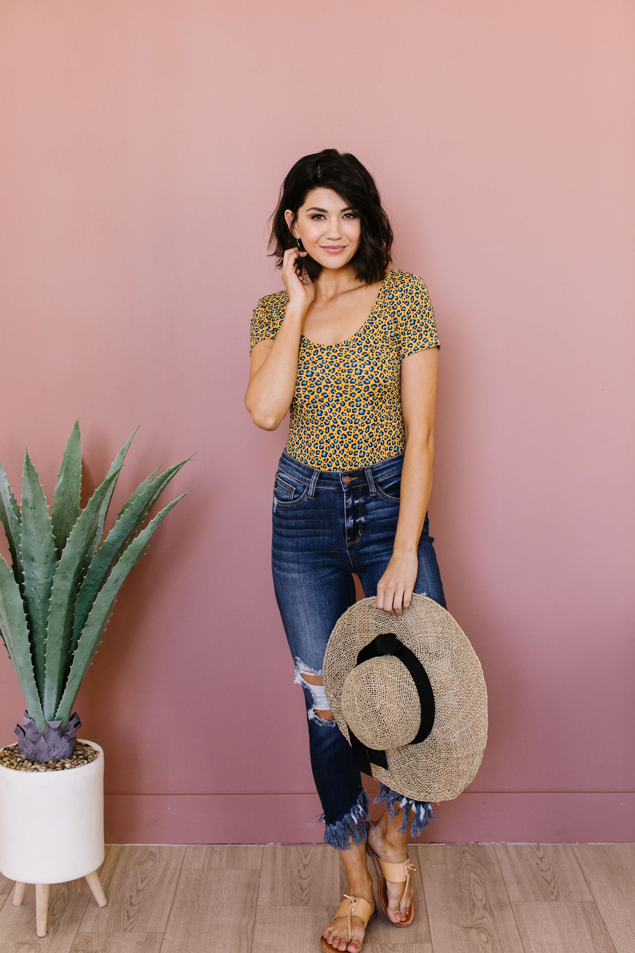 Sultry Spotted Bodysuit In Honey