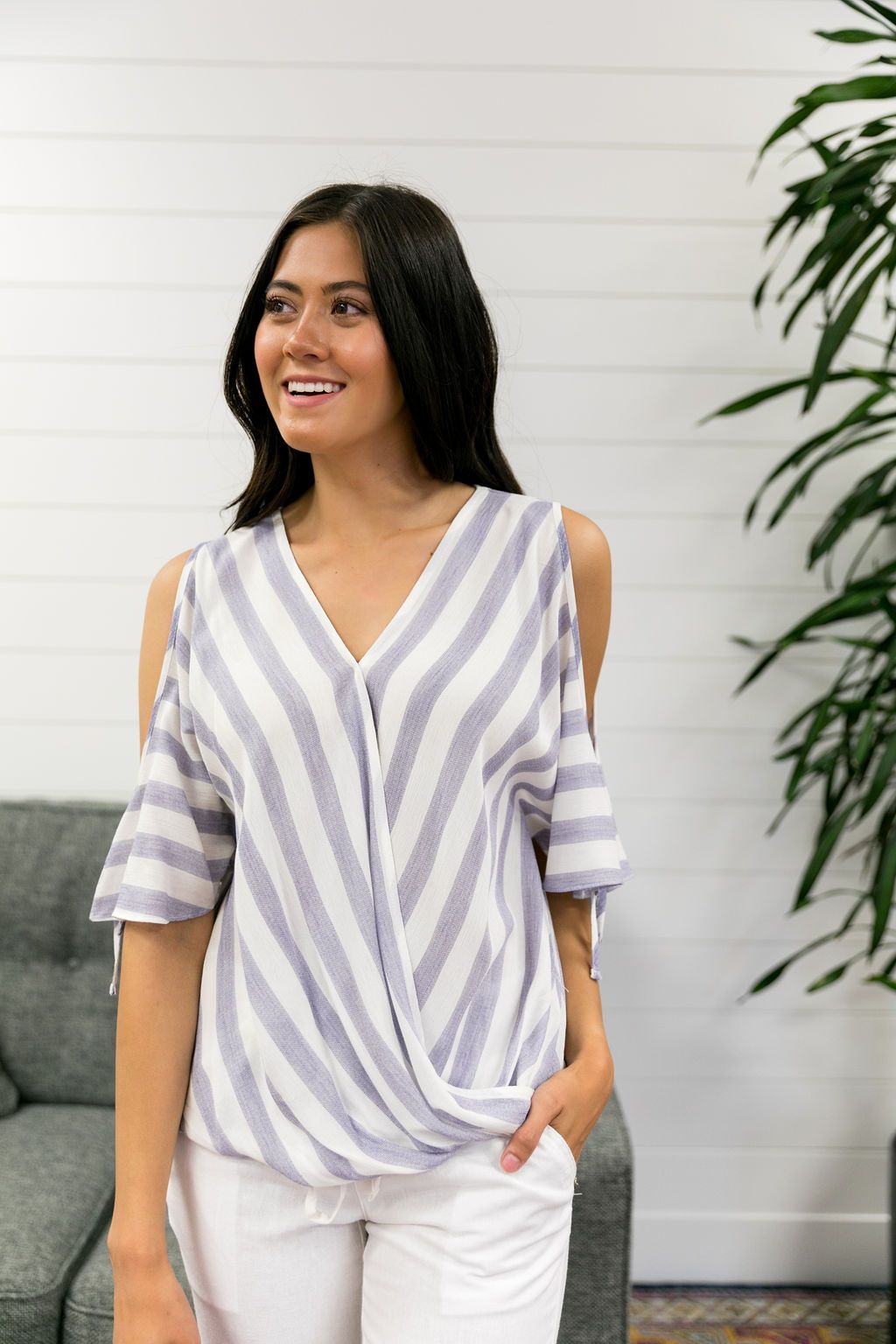 Summertime Blues Striped Blouse