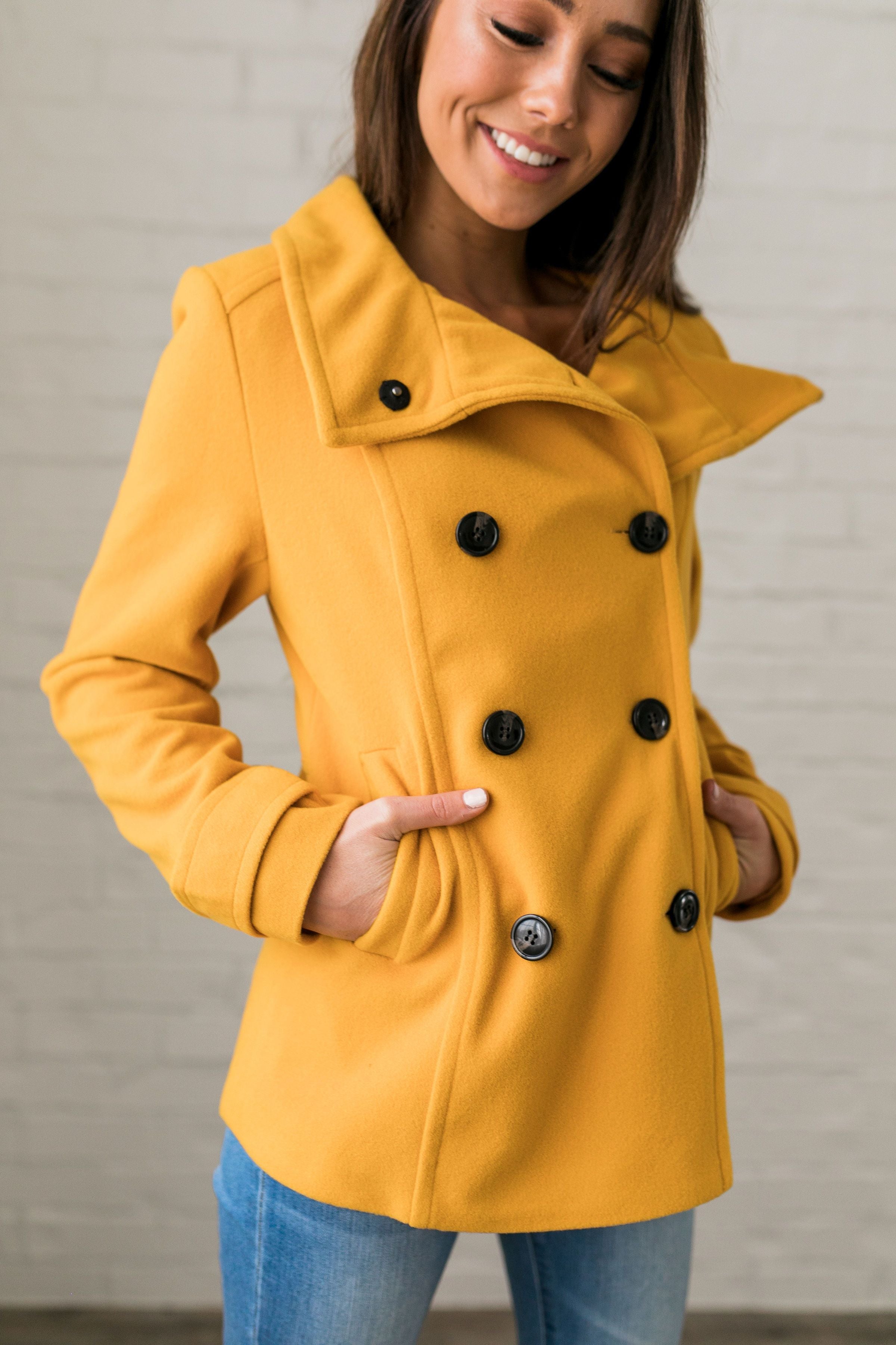 Yellow best sale peacoat women's