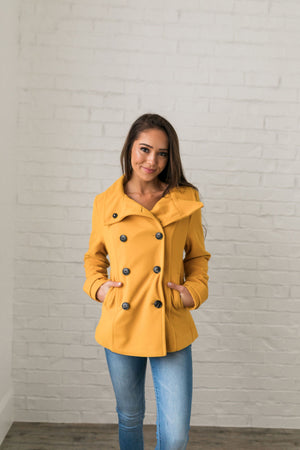 Sunshine Yellow Peacoat - ALL SALES FINAL