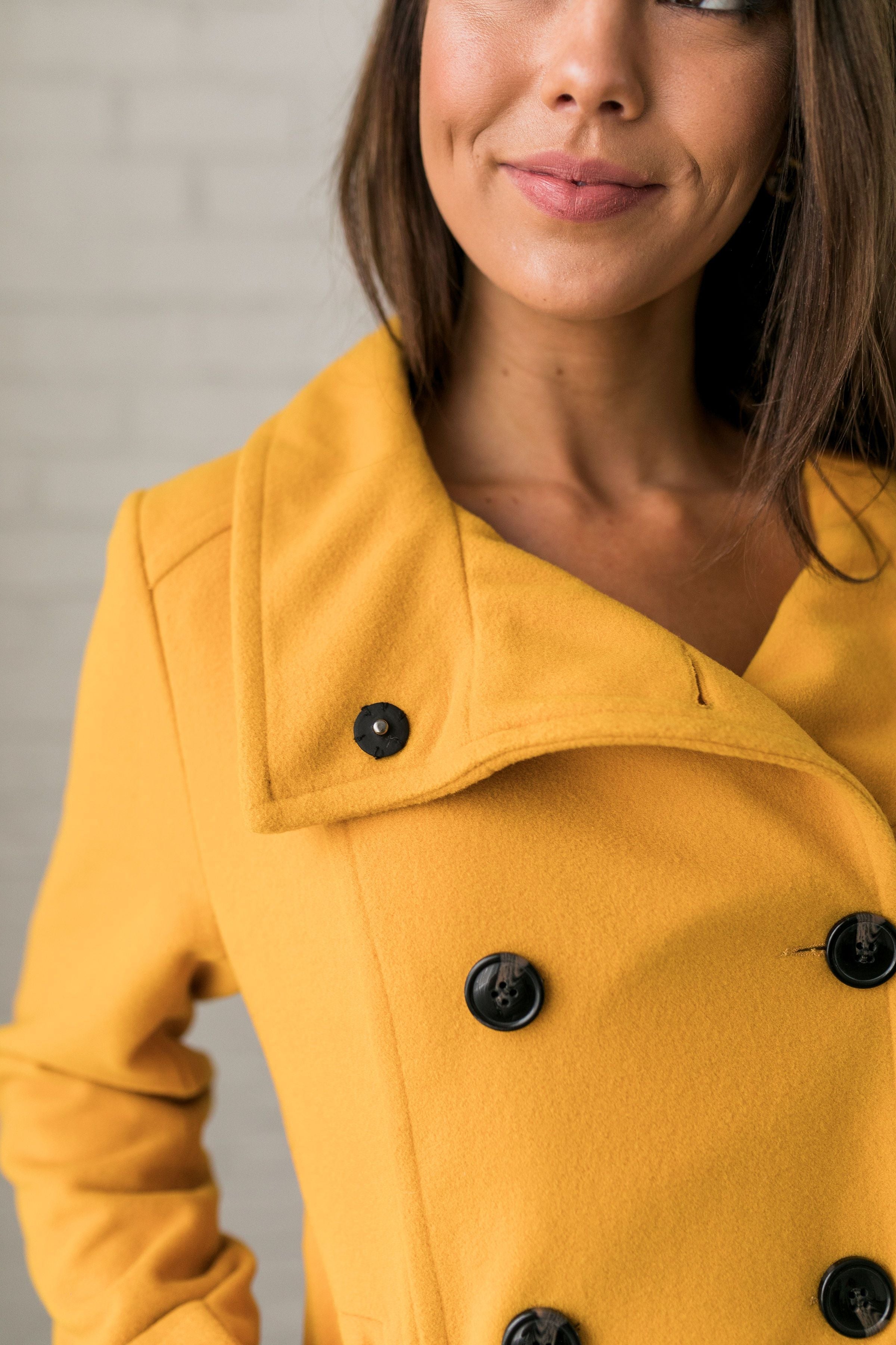 Sunshine Yellow Peacoat - ALL SALES FINAL