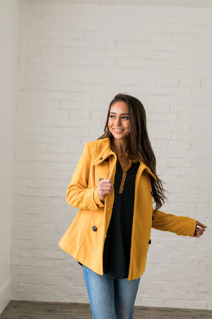 Sunshine Yellow Peacoat - ALL SALES FINAL