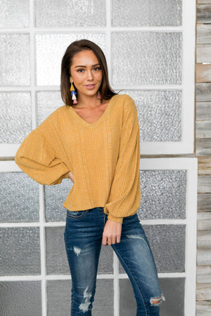 Sweet Sadie V-Neck Sweater In Wheat - ALL SALES FINAL
