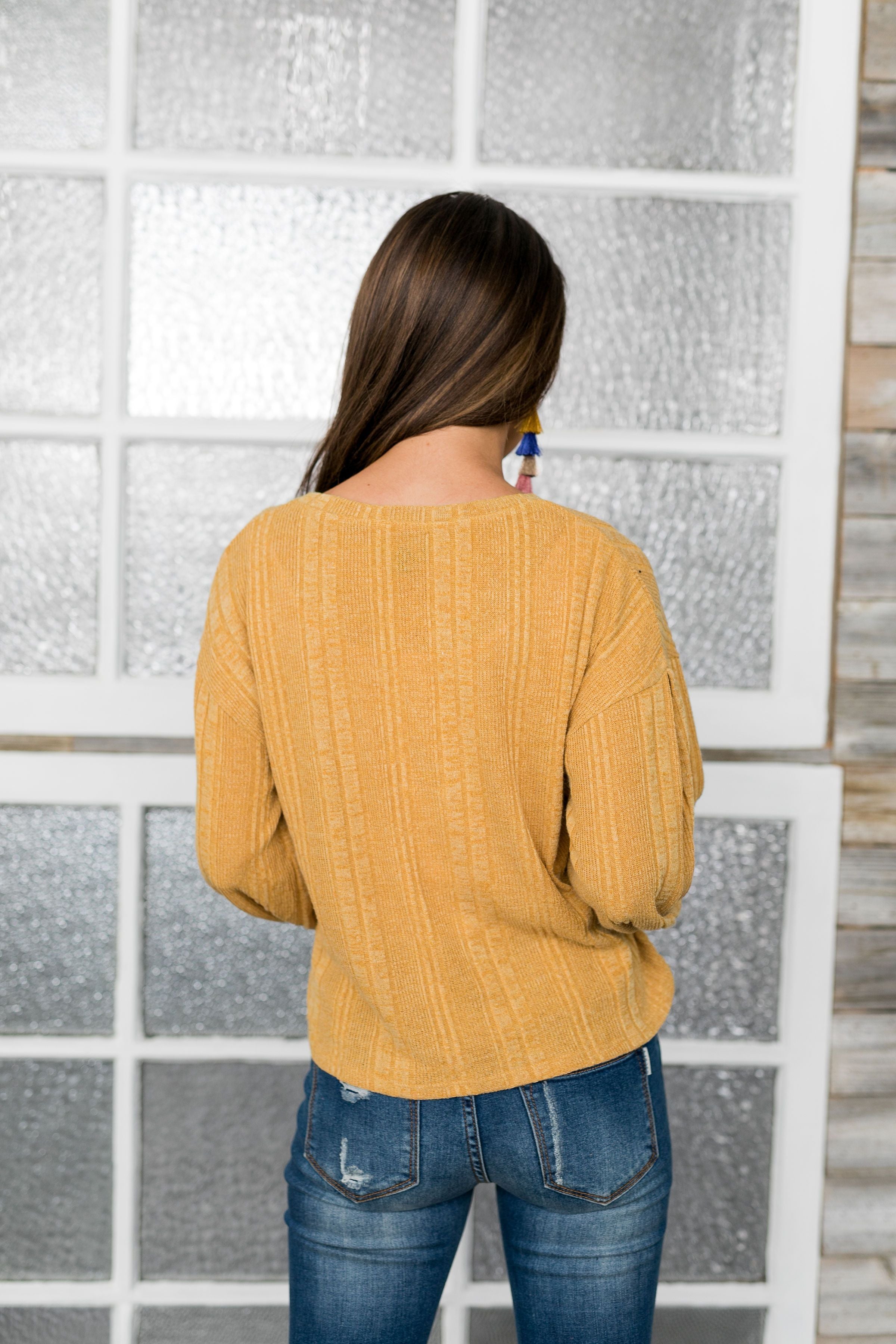 Sweet Sadie V-Neck Sweater In Wheat - ALL SALES FINAL
