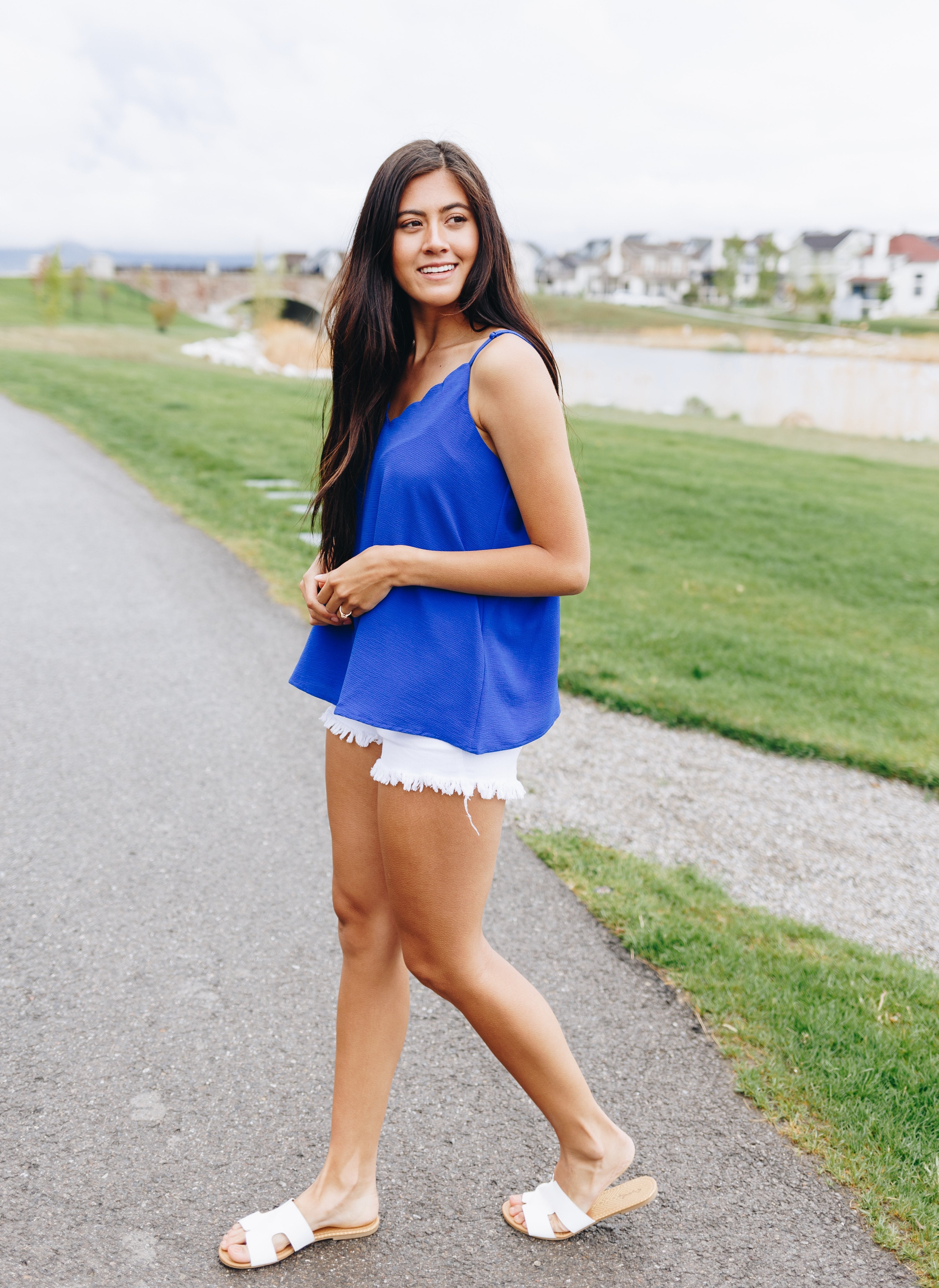 Sweet Scalloped Cami In Royal Blue