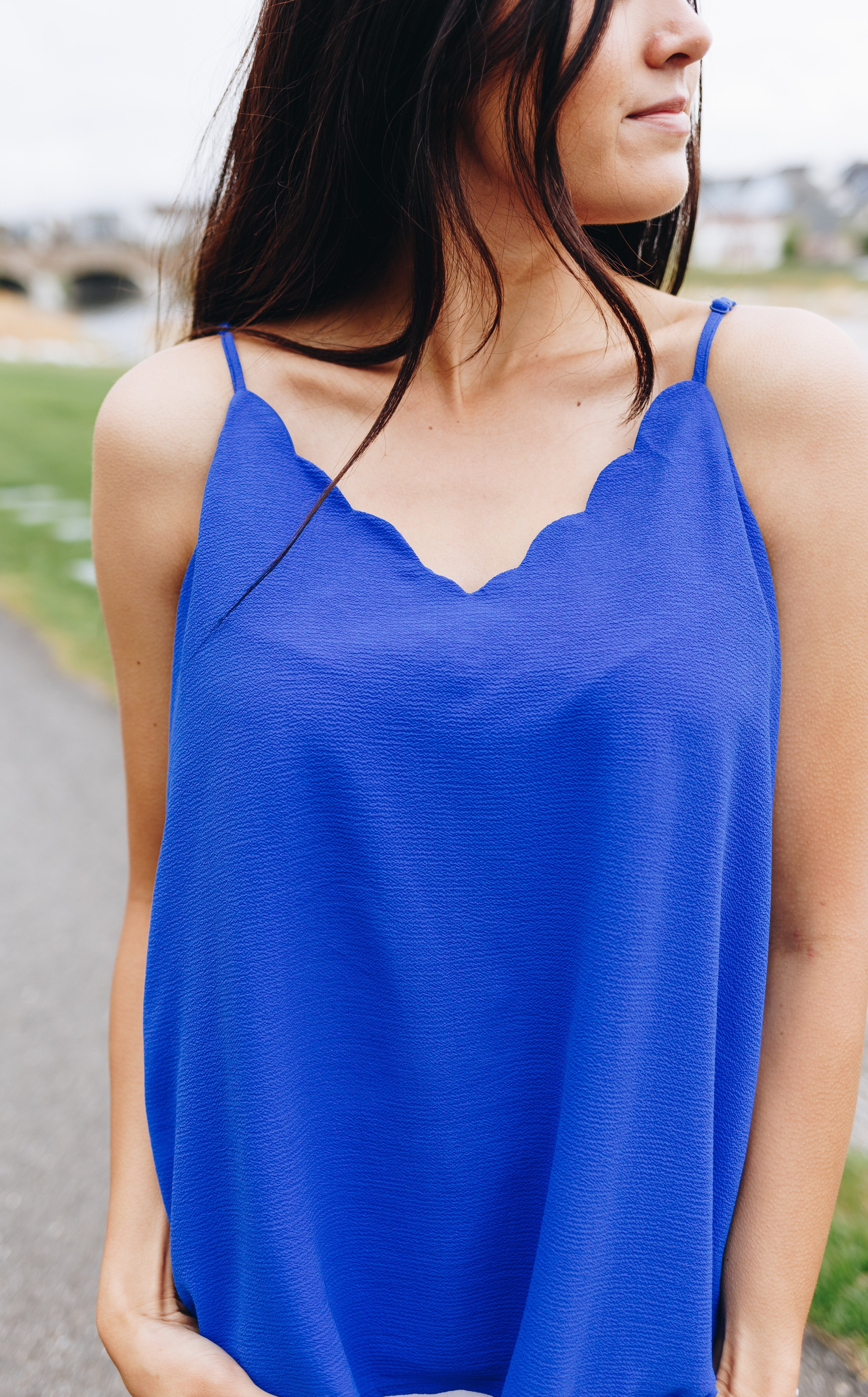 Sweet Scalloped Cami In Royal Blue