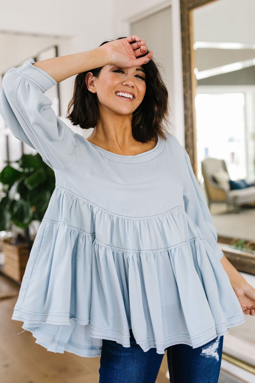 Sweetheart Baby Blue Blouse