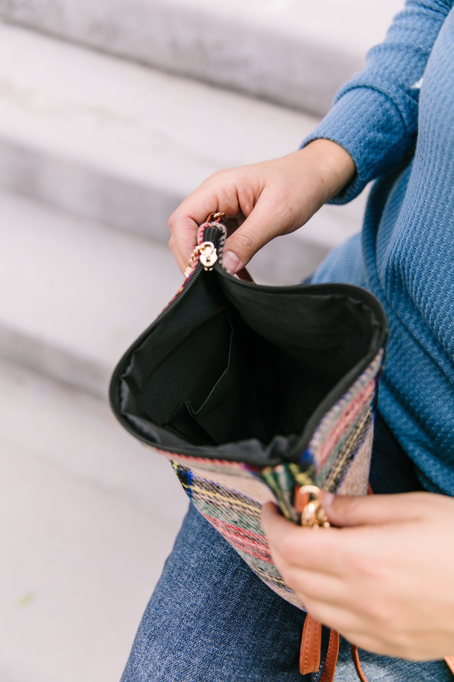 Tartan + Tassels Crossbody Clutch