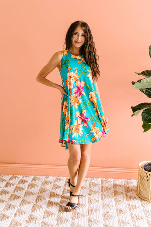 Teal Tropics Dress