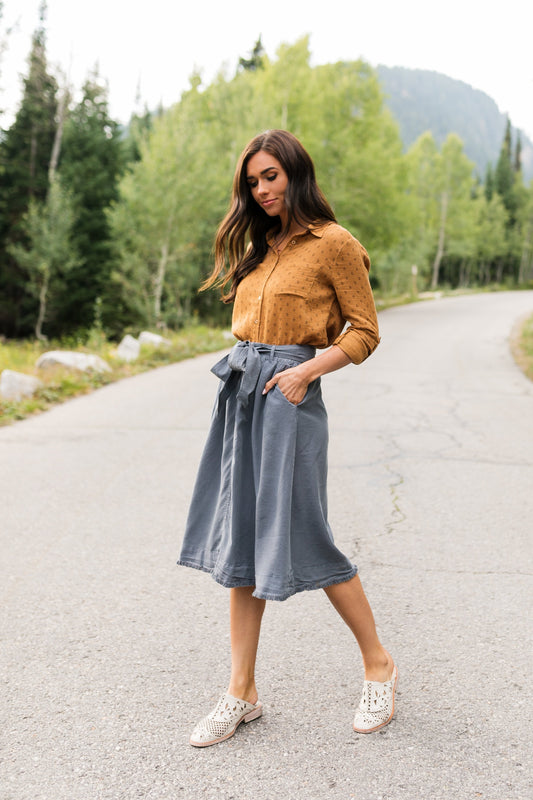 Tenley Tencel Skirt In Slate