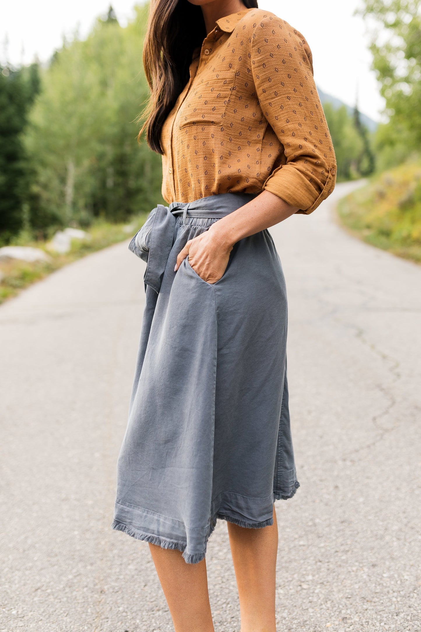 Tenley Tencel Skirt In Slate