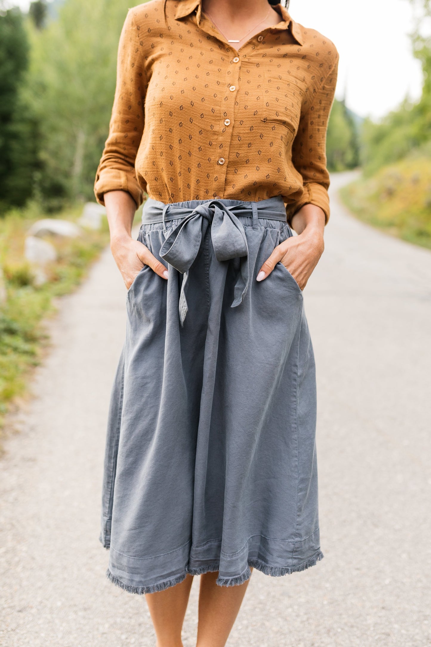 Tenley Tencel Skirt In Slate