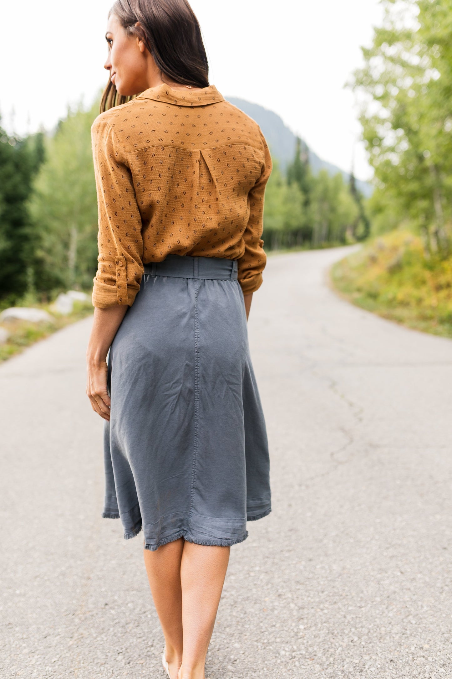 Tenley Tencel Skirt In Slate