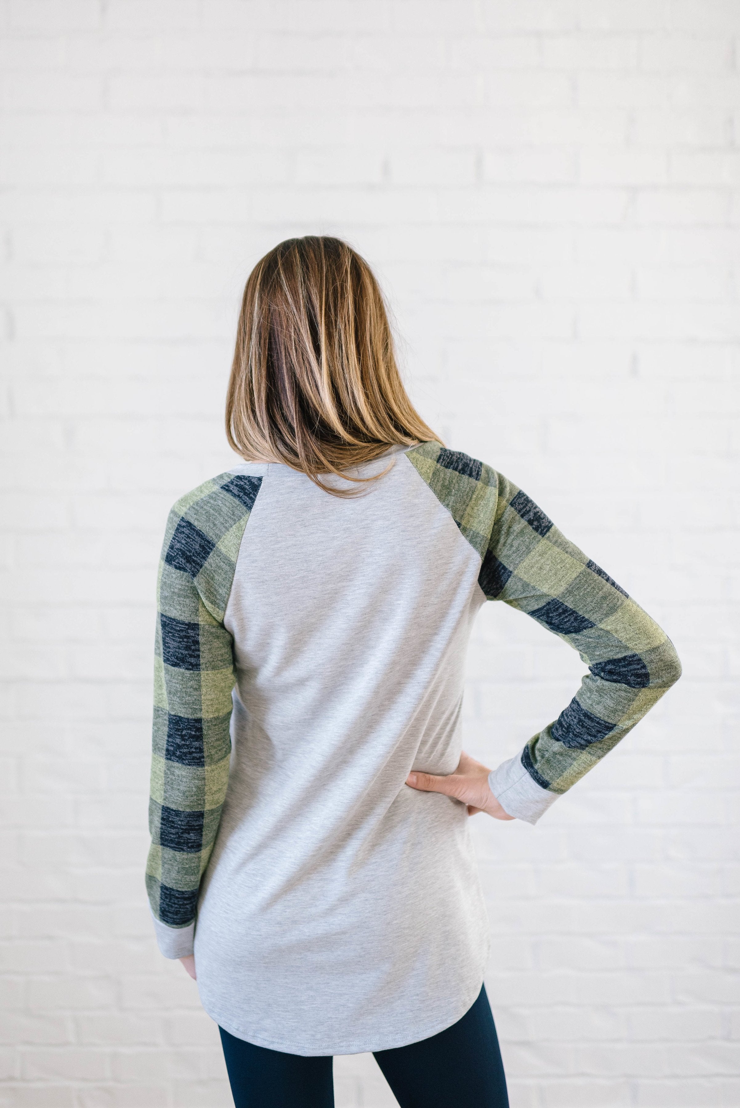 The Cooper Casual Top in Green & Gray