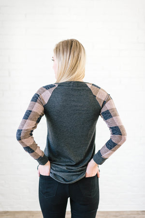 The Cooper Casual Top in Pink & Gray