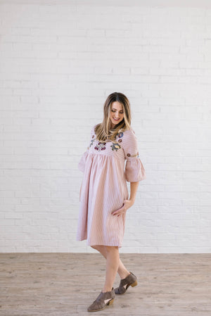 The Emerson Embroidered Dress In Light Pink
