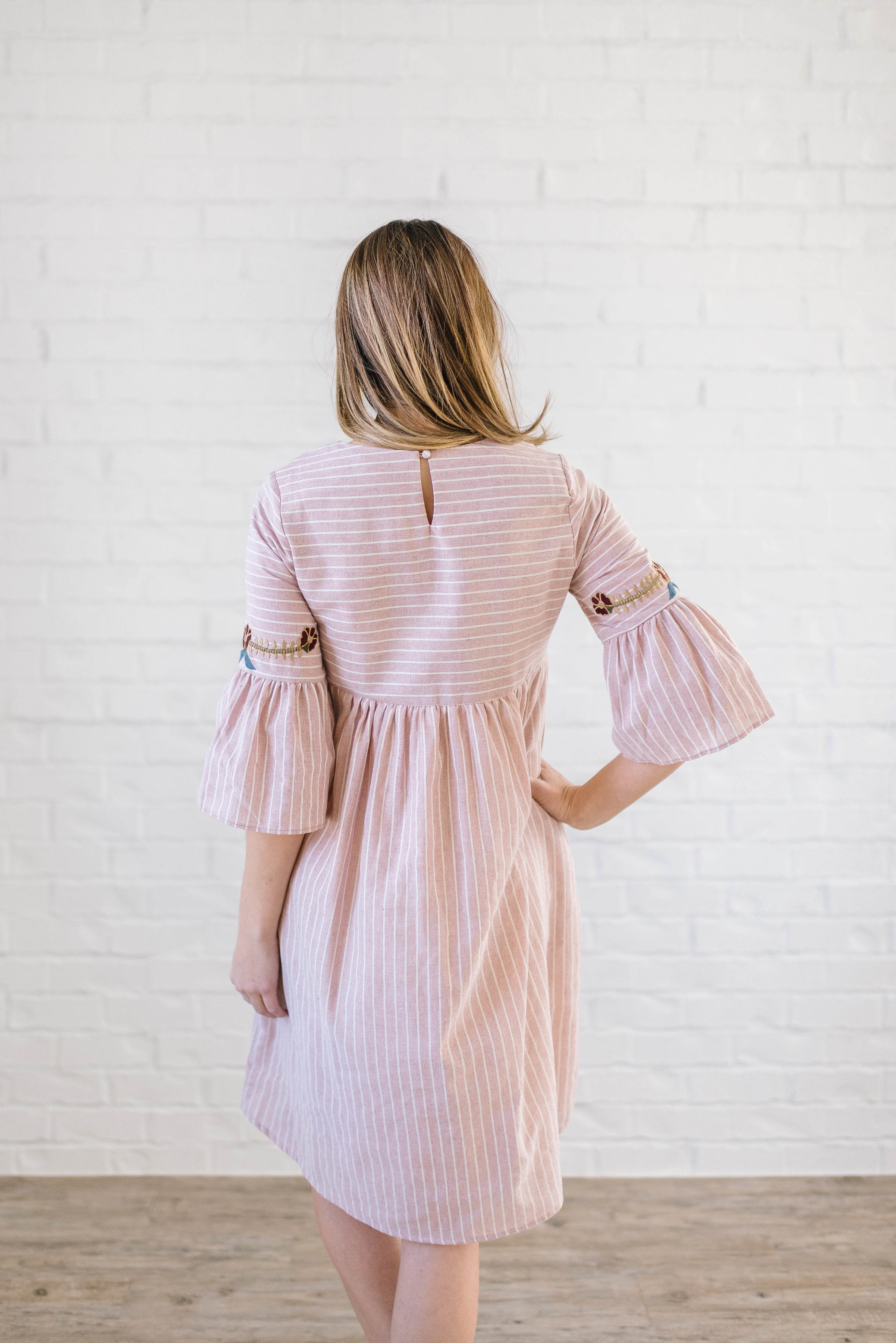 The Emerson Embroidered Dress In Light Pink