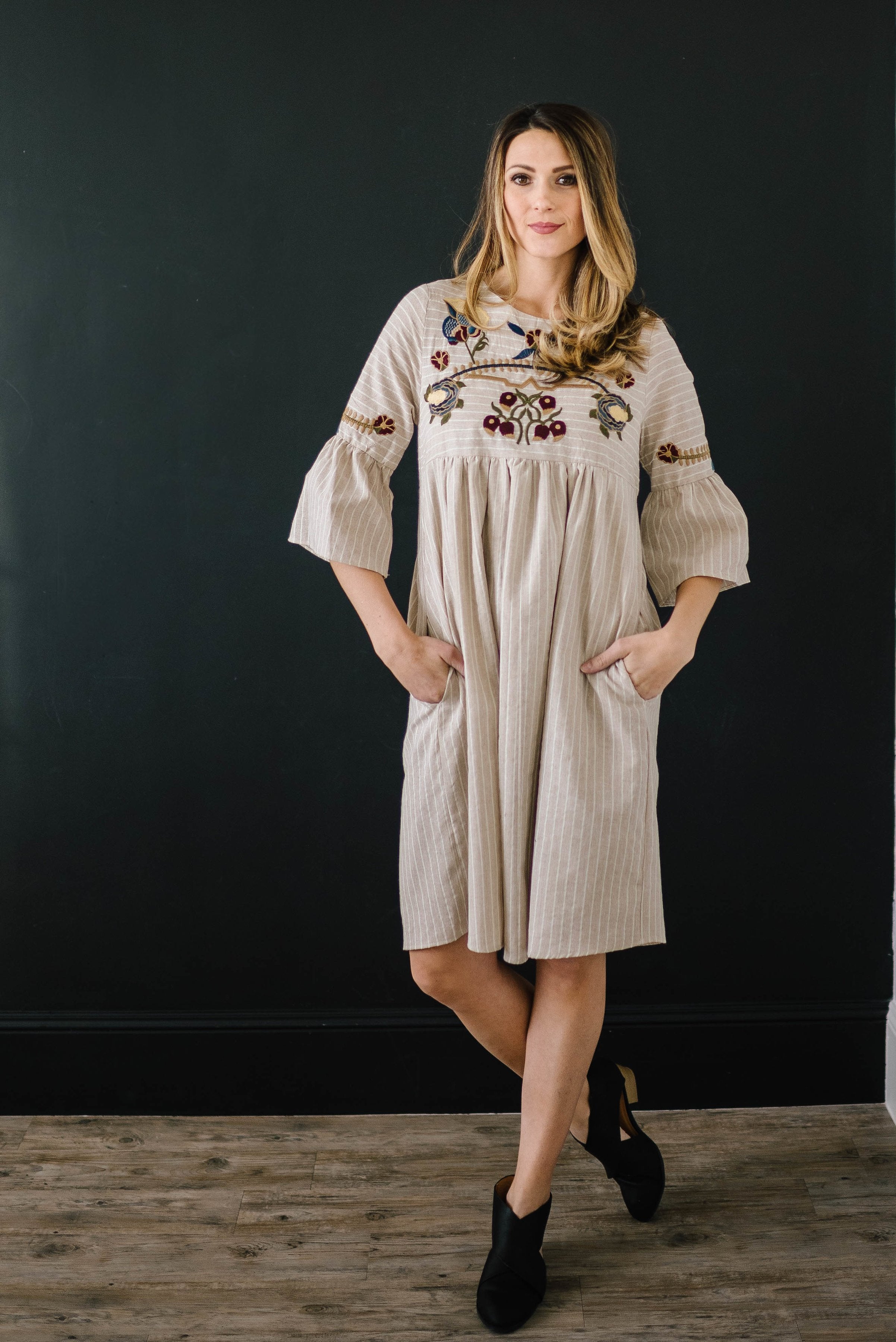 The Emerson Embroidered Dress In Linen