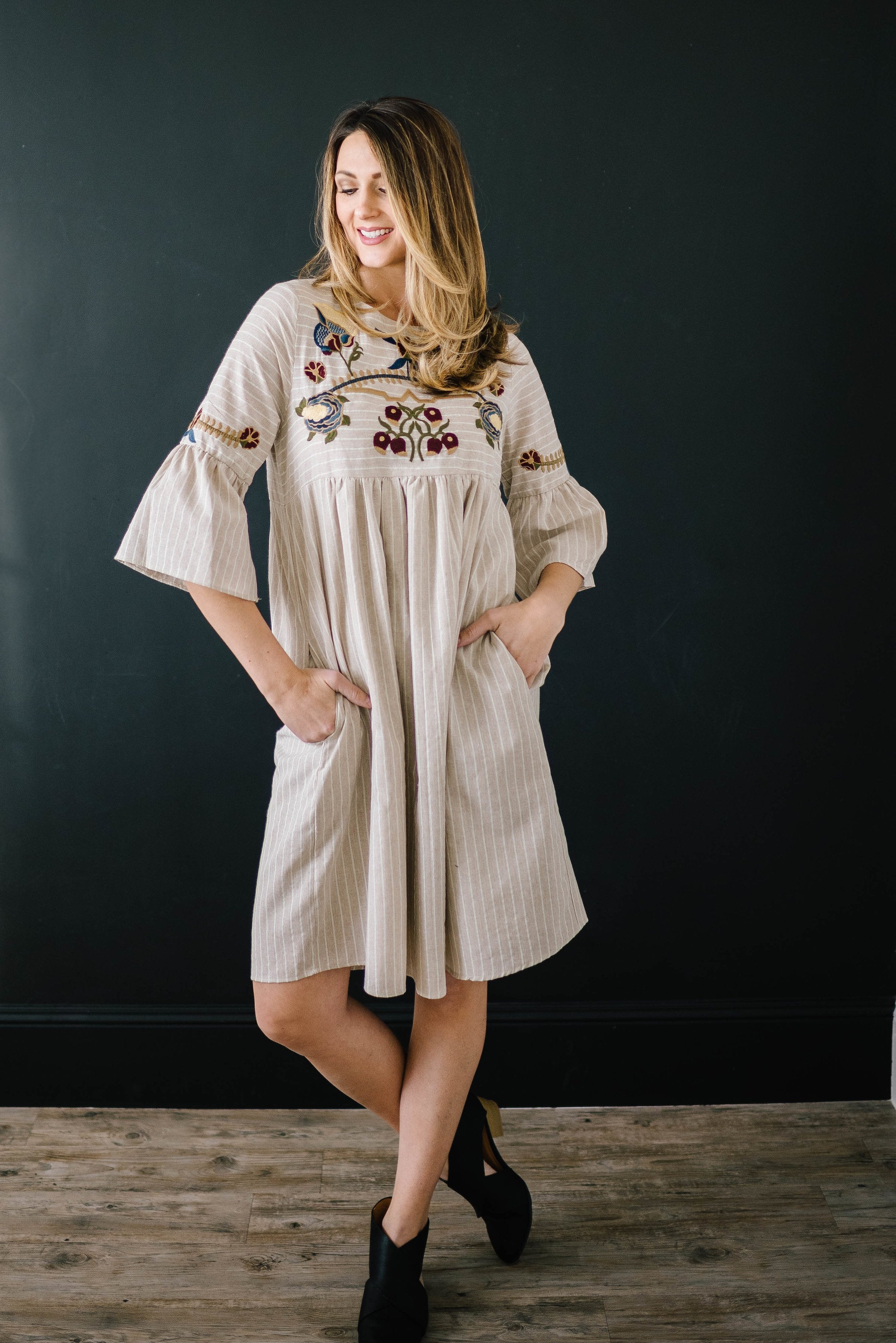 The Emerson Embroidered Dress In Linen