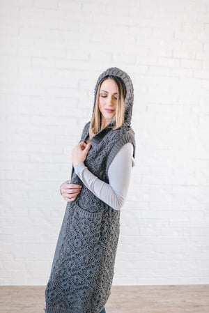 The Haley Hooded Sweater Vest in Charcoal