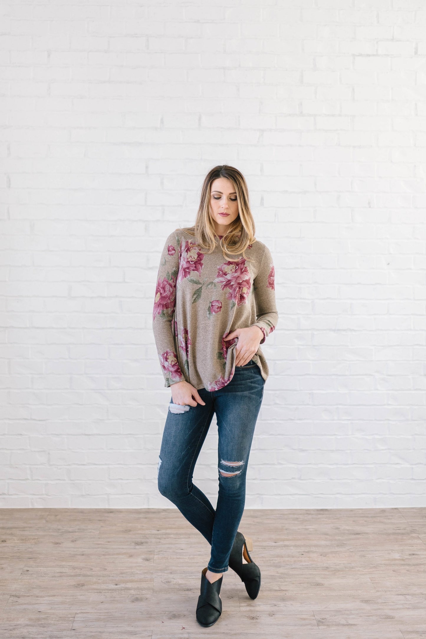 The Peony Knit Top in Olive