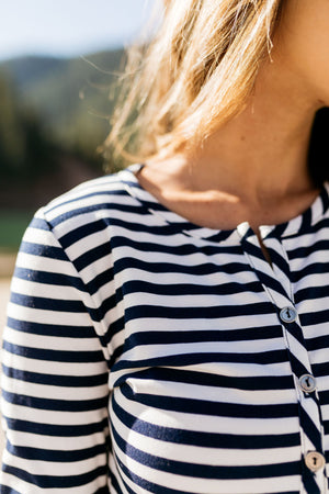 The Sailor Striped Peplum in Navy & White