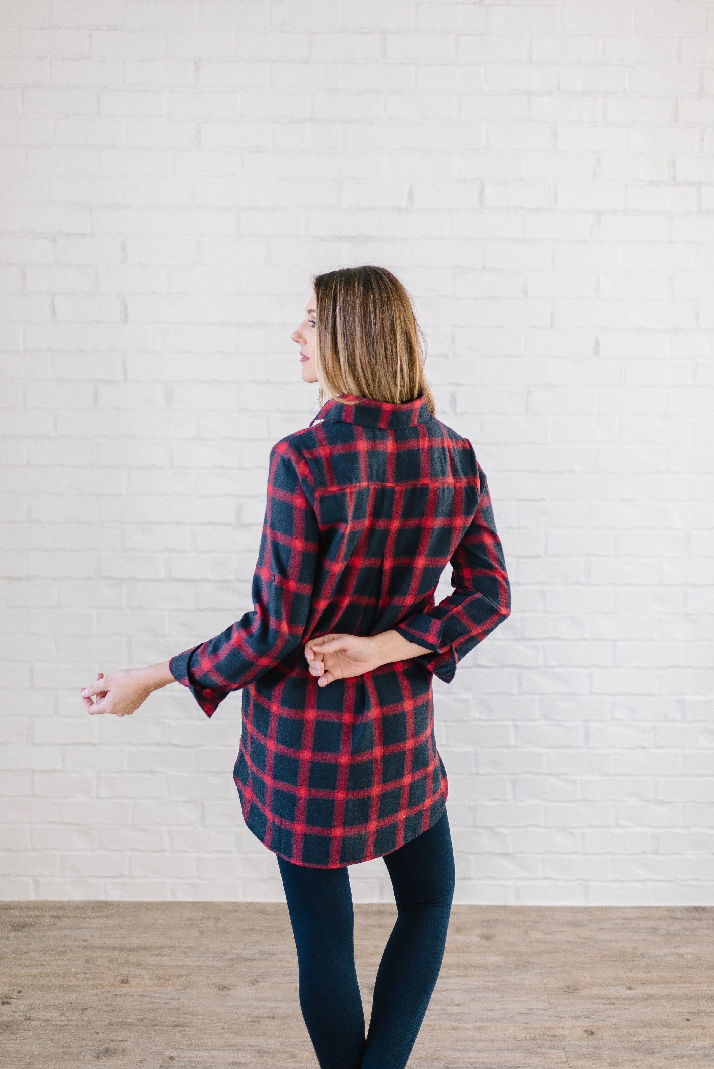 The Tristan Flannel Tunic in Red & Navy
